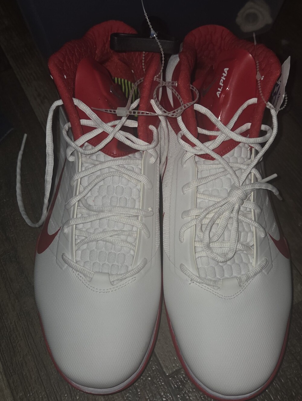 Nike Alpha Talon Elite Men's White Red Football Cleats New Size 16